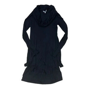 Neiman Marcus Black Tiered Jersey Cowl Neck Viscose Dress XS